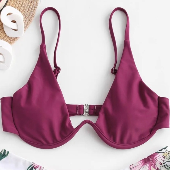 NEW ZAFUL Monowire Bikini Top Women’s SZ US Small 4 Dark Red Beach Resort - Picture 1 of 7